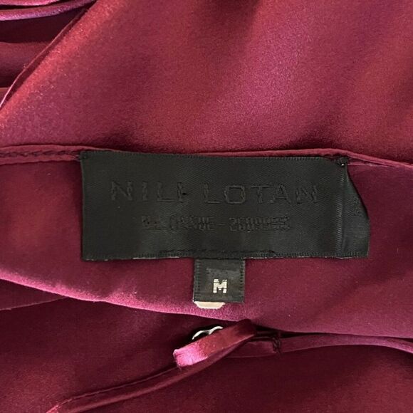 Nili Lotan Women Size M Burgundy Slip Silk Midi Cami Slip Dress Chemise Pullover - Picture 3 of 15